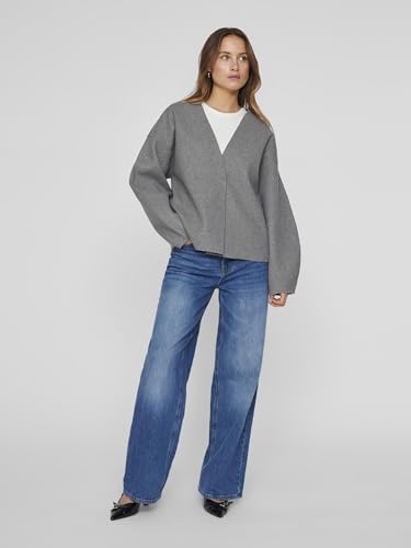 Chaqueta femenina de Vila con cuello en V gris y acabado premium 5
