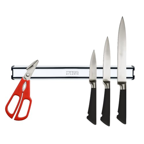 MASS DYNAMIC Magnetic Knife Holder for Wall – 32cm Aluminium Magnetic Knife Rack – Strong Wall-Mounted Kitchen Knife Organiser – Lightweight Utensil & Tool Storage Strip