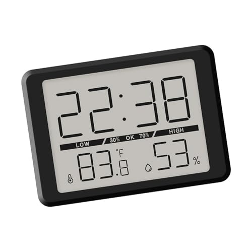 PENCHEAK Thin Designs - Reloj digital con pantalla LCD con pantalla multifuncional, funciona con pilas, reloj de atracción de temperatura y humedad