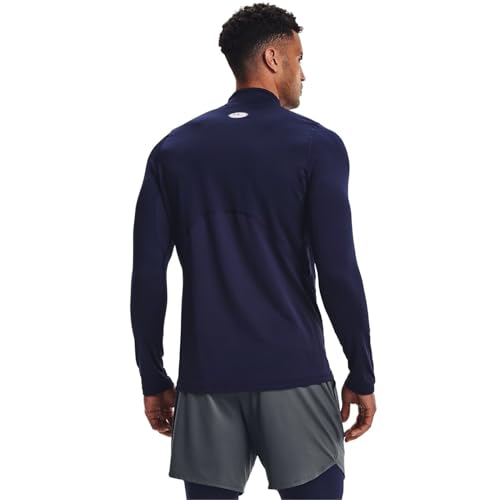 Under Armour Men's ColdGear Armour Fitted Mock, Midnight Navy (410)/White, Medium - Image 4