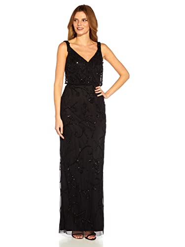 Image of Adrianna Papell Long Beaded Blouson Mother of the Bride Gown