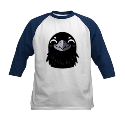 CafePress Cartoon Raven Smiling Kids Baseball T Shirt Kids Cotton Baseball Jersey, 3/4 Raglan Sleeve Shirt Navy/White