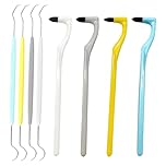AEUXZA Kit Pulizia Denti 8 Pezzi, 4 Gomme Smacchia Denti & 4 Curette Dentali Doppia Punta, Strumenti Rimozione Tartaro, Placca e Macchie a Casa (Certificato CE)