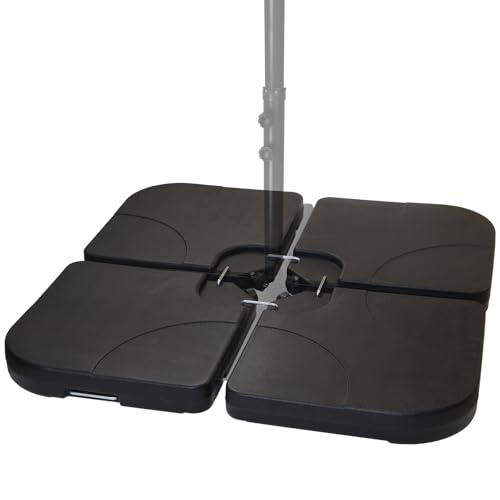 Montafox Pesi per Ombrellone Base per Parasole per ombrellone a baccio - Nero 60 Litri / 100 kg - Possono Essere riempiti con Acqua o Sabbia