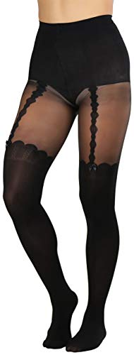 Image of ToBeInStyle Women's Faux Print Suspender Garter Sheers Pantyhose