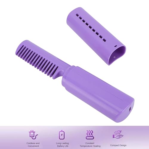 Plancha para el cabello inalámbrica ZJchao, peine alisador iónico con doble funcionalidad para alisar y rizar, herramienta de estilo portátil con carga USB y batería de 800 mAh miniatura 5