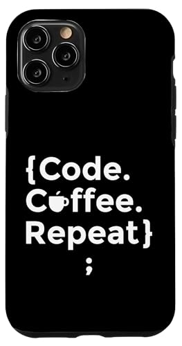 Code Coffee Repeat Programmer Motivational Coding Lover Job �X�}�z�P�[�X iPhone 11 Pro �p
