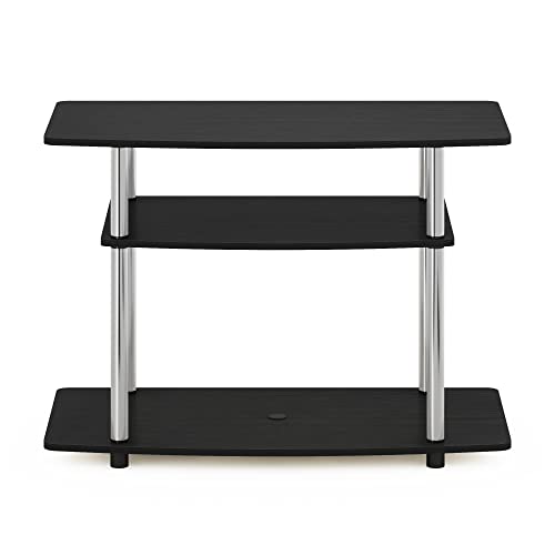 Image of Furinno Turn-N-Tube TV Stand, 3-Tier Toolless Assembly Entertainment Center with Open Shelves, TV Console for TV up to 32 Inch, for Living Room, Bedroom, Americano /Stainless Steel