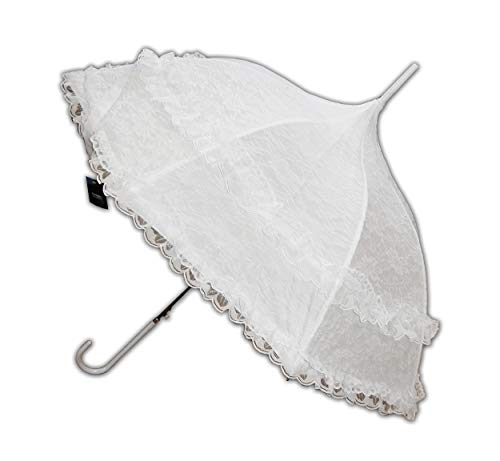 BRAUTSCHIRM Ø86cm Weiß Automatik Braut Hochzeit Schirm Stockschirm Sonnenschirm