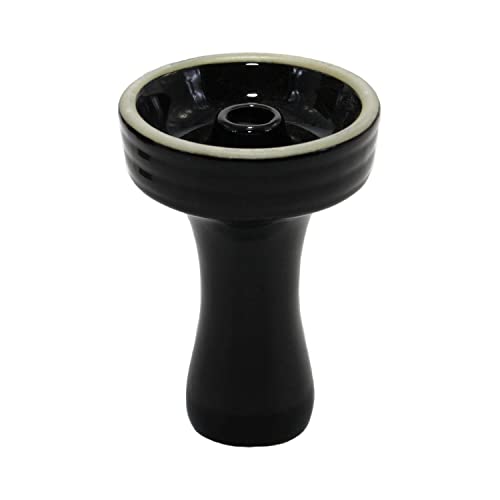 Shisha King® China Phunnel – glasierter Tonkopf – 12 cm groß – 8 cm Durchmesser – Einloch Shisha Kopf (Black)