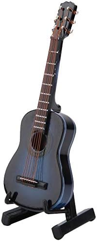 Weiyiroty Mini Guitar Model, Miniature Artisanal Guitar, Wooden Mini Musical Instrument Dollhouse Model Musical Ornament Guitar Decor for Dollhouse Accessories Home Decoration(Blue, 10cm)