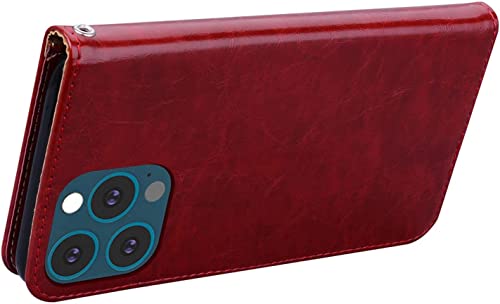 Étui à rabat iPhone 13 Pro rouge magnétique avec support KANUZ
