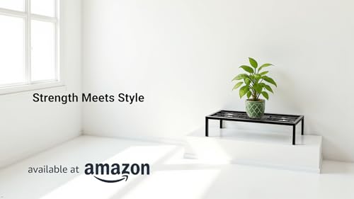Image of Giore 24 Inch Heavy-Duty Thick Metal Plant Stand (Set Of 4) /Plant Stand for Indoor & Outdoor | Plant Stand for Balcony, Garden /Patio, Apartment /Home Decoration | Anti Rust Plant Shelf | Metal Planter Black