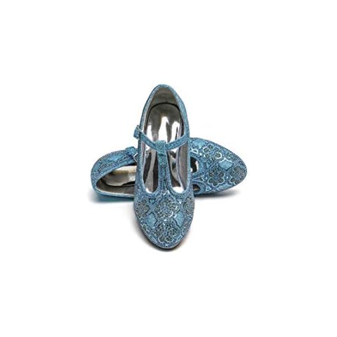 ELSA & ANNA Prinzessin Schuhe Mädchen - Prinzessin Schuhe mit 3 cm hohem Absatz - Glitzer Schuhe Mädchen - Schuhe für Elsa Kleid für Partys, Fasching, Karneval - High Heels für Kinder​​ (BLU22) Cover