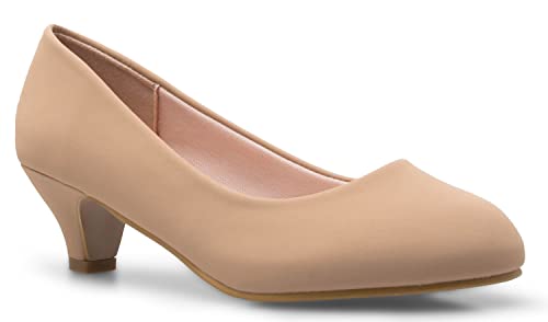 Image of Olivia K Women's Classic Closed Toe Kitten Heel Pumps | Dress, Work, Party Low Heeled