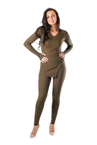 Ensemble sexy en tricot côtelé stretch pour galber la silhouette
