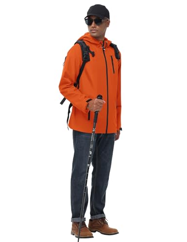 Image of Avoogue Mens Waterproof Lightweight Rain Jacket Breathable Active Outdoor Hooded Raincoat Casual Trendy Jackets Work Jacket