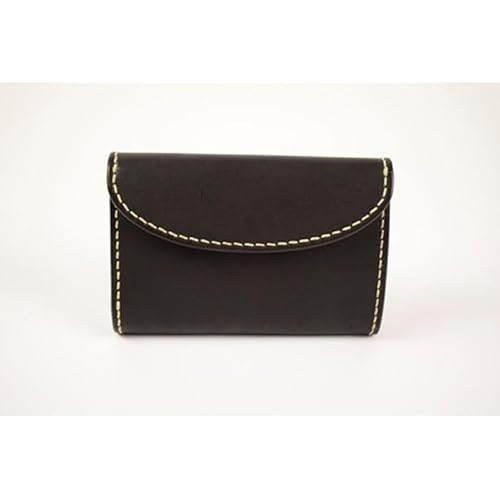 [品切れの場合、納期3ヶ月程][minca]栃木レザーの三つ折り財布 ミドルサイズ ハンドステッチ滑らかな手触り/Middle wallet 01/ブラック 518[雑貨 ファッション 人気]