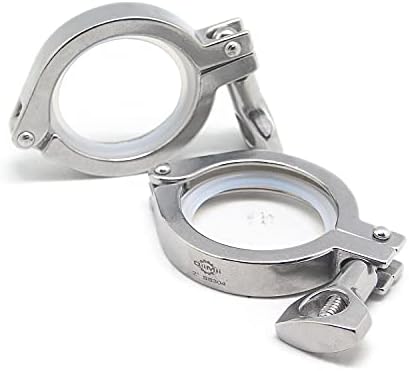 QiiMii 13MHHM Stainless Steel 304 Single Pin Heavy Duty Tri Clamp with Wing Nut for Ferrule TC 2"(2 Pack) (2 Inch)