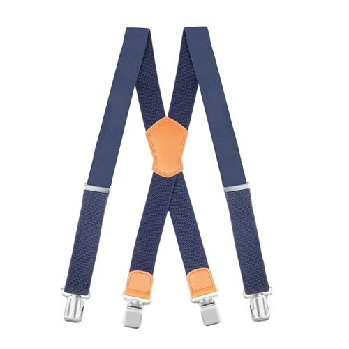 CPENG Hosenträger Herren & Damen, 4 cm Breit, Elastisch, X-Form, Verstellbar mit 4 Robusten Metallclips, Ideal für Jeans, Arbeitshosen, Jumpsuits, Motorradhosen