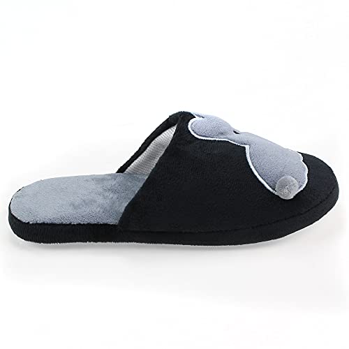 Pantufas femininas adulto domésticas inverno veludo desenho animado fofo (38-39, Preto)