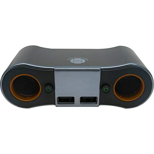 Listwa zasilająca USB Przedłużacz do zapalniczki, Adapter Riloer 12V i 24V Ładowarka samochodowa Ciężarówka Łódź Podwójne gniazdo USB 2-drożne Wyświetlacz LED Woltomierz 120 * 40 * 50 mm