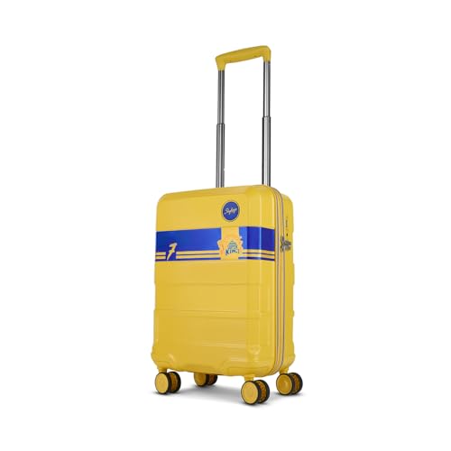 Image of Skybags Whistle Podu Cabin Trolley Bag 55cm | Small | Hard Luggage | Official CSK Edition 8-Wheel Suitcase | TSA Lock with Anti-Theft Zipper | Polycarbonate | 3 Years Warranty - Unisex (Yellow)