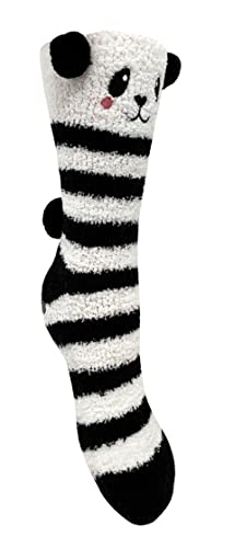 Bramble Ladies - Animal - Panda - Fluffy Cosy Lounge Socks in Gift Box | 1 Pair | U.K. Size 4-7 | fluffy, non-slip, lounge, slipper sock, loungewear, cosy, comfort warm sock