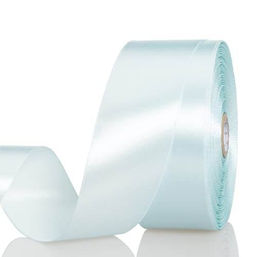 YASEO 1 1/2 Inch Light Blue Solid Satin Ribbon for Gift Wrapping, 50 Yards
