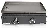 Grillfürst Plancha Grill - Planchagrill mit massiver Edelstahlplancha, 2 Edelstahlbrenner mit insgesamt 7 kW - für Fleisch, Fisch und Gemüse, 56 x 36 cm Grillfläche