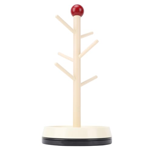 Asixxsix Coffee Mug Holder Tree, 11.8 x 5.9in 6 Hooks Countertop Coffee Mug Rack with Drain Tray Non Slip Design Coffee Mug Drying Rack Organizer Stand for Kitchen Coffee Bar Accessories