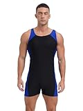 Rswnyirn Men's Spandex Sport Swim Bodysuit Open Cross Back Wrestling Singlets Leotard Underwear Navy Blue Large