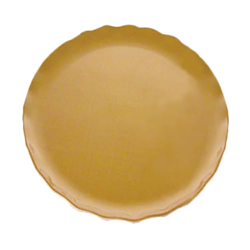A-to-Z Supply RF1018G Plate, 18" Dia., Round, Scallop Edge, Break-Resistant, Dishwasher Safe, BPA Free, Melamine, Gold Pearl, NSF