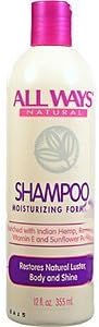 ALL WAYS Natural Shampoo Moisturizing Formula Restores Natural Luster, Body & Shine 12oz/355ml by All Ways