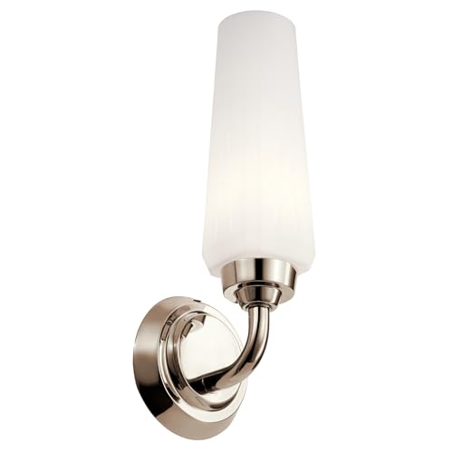 Image of Kichler Truby 11.5 Inch 1 Light Wall Sconce with Satin Etched Cased Opal Glass in Polished Nickel