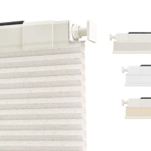 SUNOFF Cordless No Drill Light Filter Cellular Shades, 23" W x 48" H, Linen