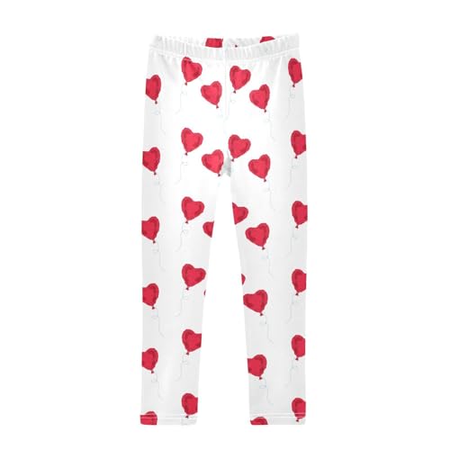 Heart Balloon Girls Leggings,Workout Leggings for Girls Toddler Athletic Leggings Size for 3-10T