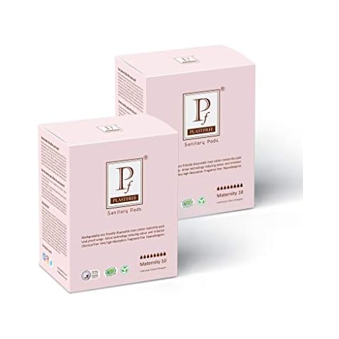 PLASTFREE 100% Organic Cotton Maternity Pads (Pack of 2-20Pads)- Premium, Maxi, Super Absorbent, eco-Friendly Pads with Wings Cover