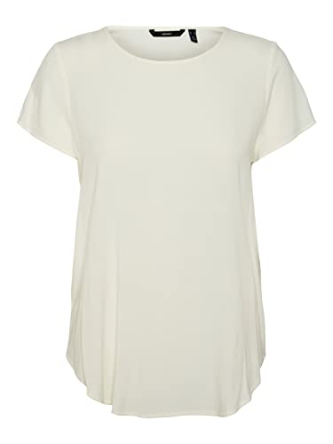VERO MODA Damen Vmbecca Plain Top Ga Noos T Shirt, Snow White, XL EU
