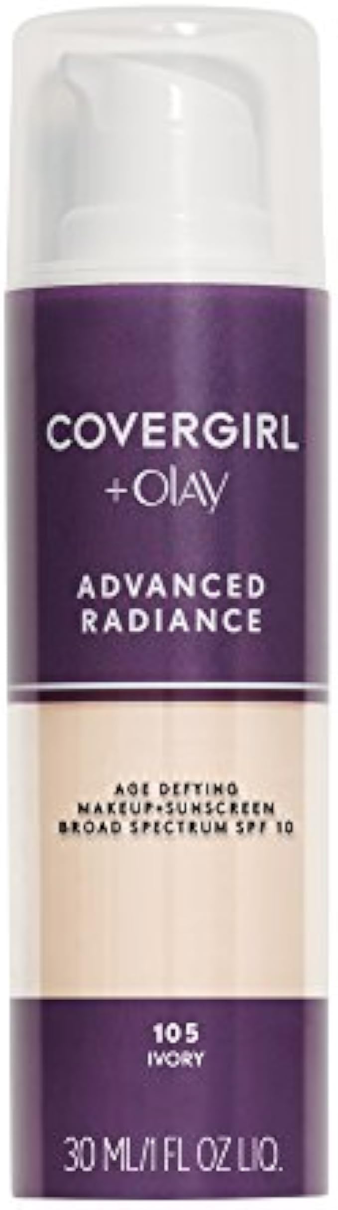 COVERGIRL Advanced Radiance Age Defying Foundation, Liquid Foundation, 1.0 Fl Oz, Anti-Aging Foundation, Foundation for Wrinkles, Cruelty-Free Foundation, Age-Defying Formula, Buildable Coverage