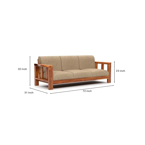 Image of Solid Sheesham Wood 5 Seater Sofa Set (3+1+1) for Living Room | Stylish & Durable 5 Seater Sofa for Home & Office Furniture (Evans Honey, 5 Seater)