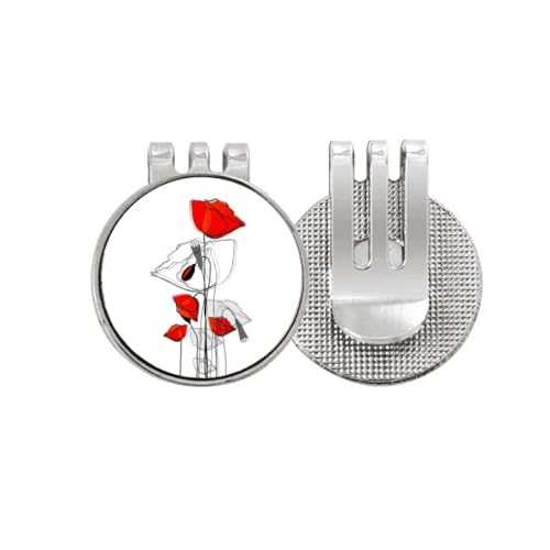 Marqueur de balle de golf fleur rouge un cadeau idéal
