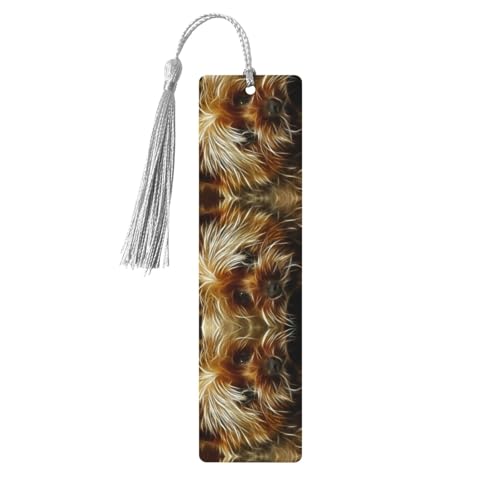 おもしろヨーキープリント 読書ページマーカー しおり タッセル付き木製しおり5個 本好きへのギフトに