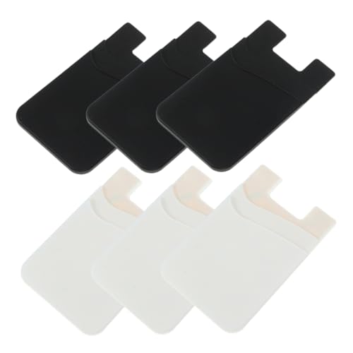 6pezzi Supporto Adesivo Per Cellulari Da Porta Carte Di Credito Per Custodia Telefonica Slim e Leggero Adatto Per Smartphone Neri Bianchi