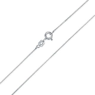 Basic Simple Ultra Thin 1MM Nickel-Free Gold Plated .925 Sterling Silver Box Chain Necklace For Women Teen Made in Italy 14 16 18 20 Inch