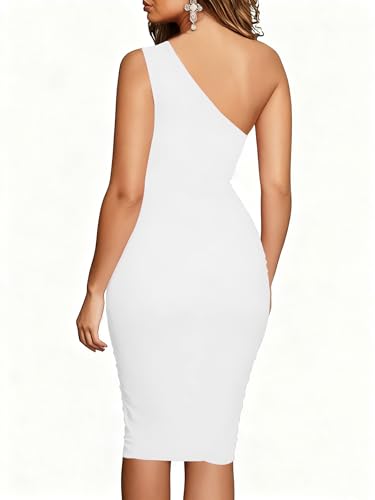 Image of TOPSRANI Women Sexy Midi Dress Bodycon Casual Sleeveless Basic Ruched Tank Summer Club Party Dresses