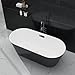 67'' Black Acrylic Freestanding Bathtub | Oval Soaking Tub with Overflow Drain | Deep Soak Luxury Bathtub for Adults | Modern Standalone Bathtub with Tool-Free Installation Marine
