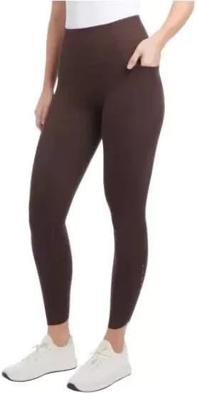 Danskin Women’s Brushed Leggings – Soft Midweight Yoga Pants with Side Pockets, Breathable Stretch Workout Wear (Espresso, S) - Image 3