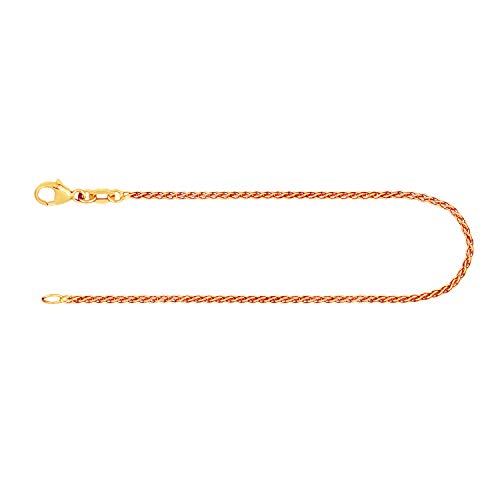 EDELIND Bracelet Maille Palmier pour Femme en Or Jaune 8 k (333) 22 cm, 1.7 mm, avec Fermoir mousqueton avec boucle