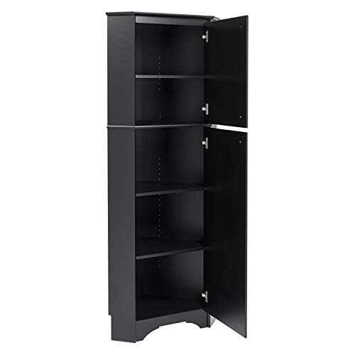 Prepac Elite Corner Storage Cabinet, Tall 2-Door, Black #TOP1